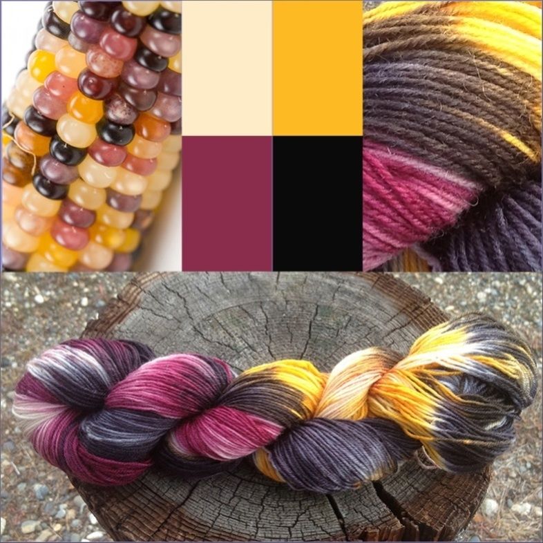 INDIAN CORN Hand Dyed Superwash Merino Wool Sock Yarn  100g   3.5 oz 