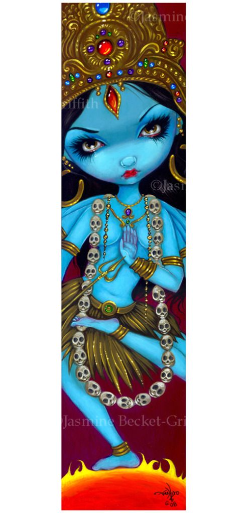  Griffith Art Big Print Signed Kali Hindu Goddess Blue India Pop