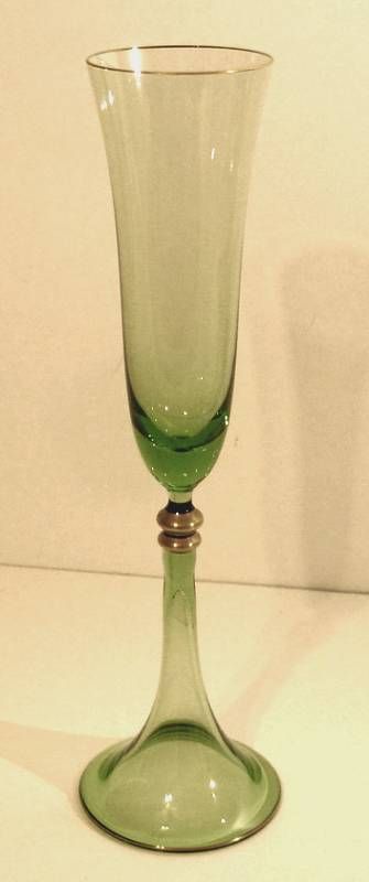 Coquet Jericho Crystal Green Flutes Set of 4 New