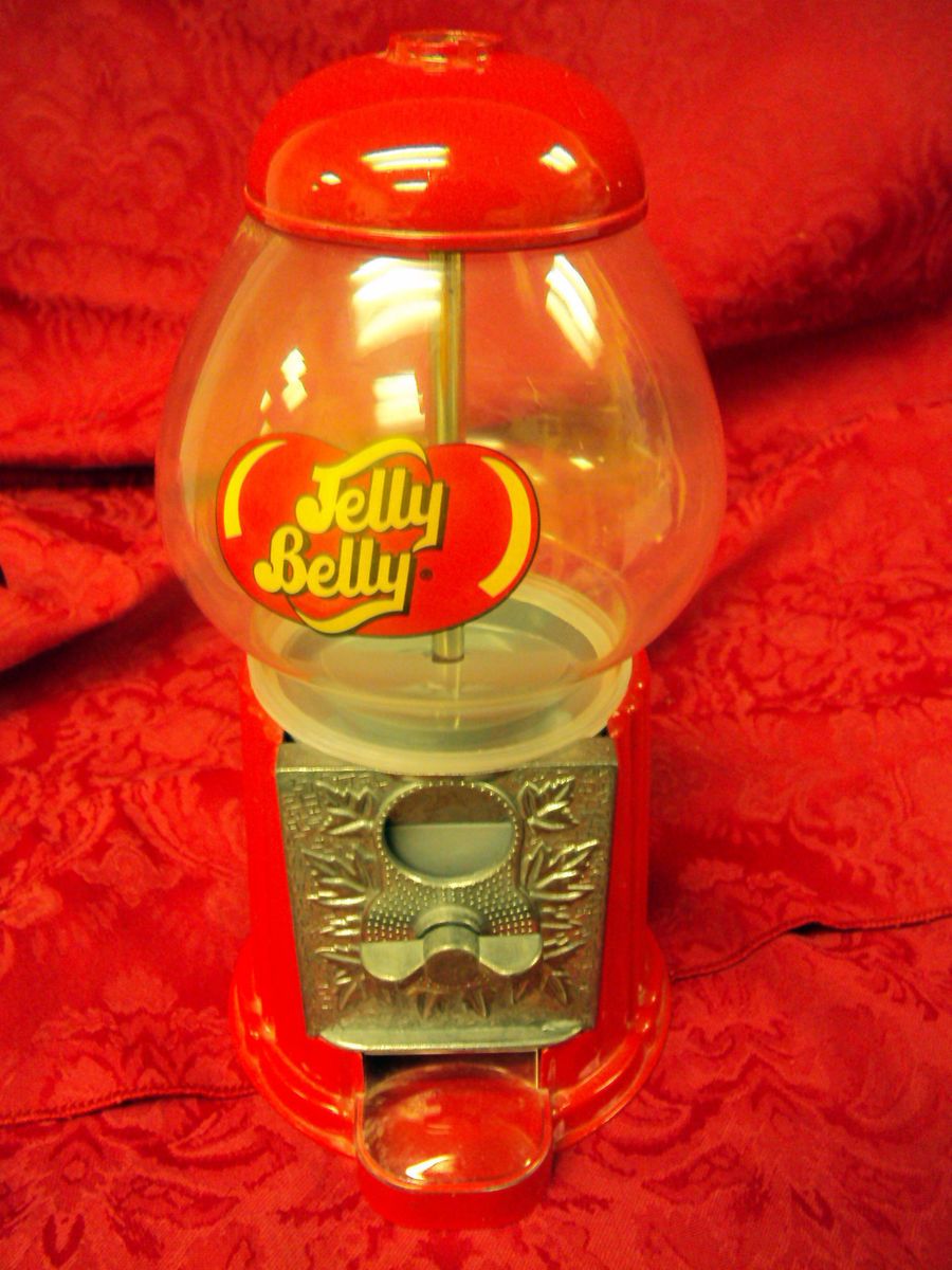 Jelly Belly Candy Gumball Dispenser 9 Red Metal Glass Globe