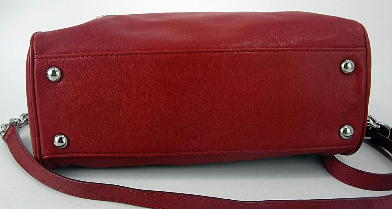 Michael Kors Womens Handbag Red Joan Leather Knox Large Satchel Purse