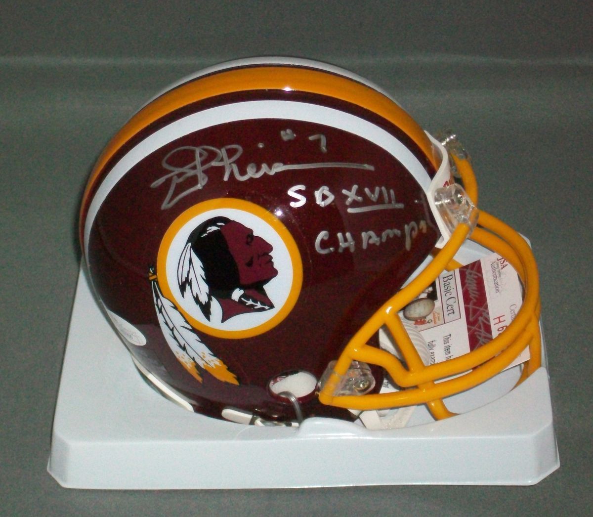 Joe Theismann Signed Autographed Washington Redskins Mini Helmet JSA