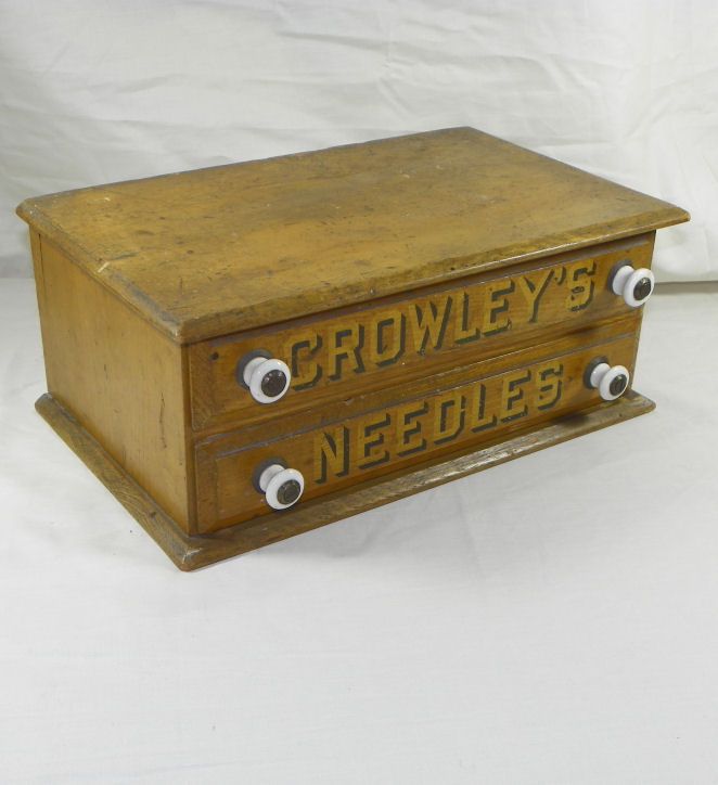 Crowleys Needles Advertising Antique Country Store Display Cabinet