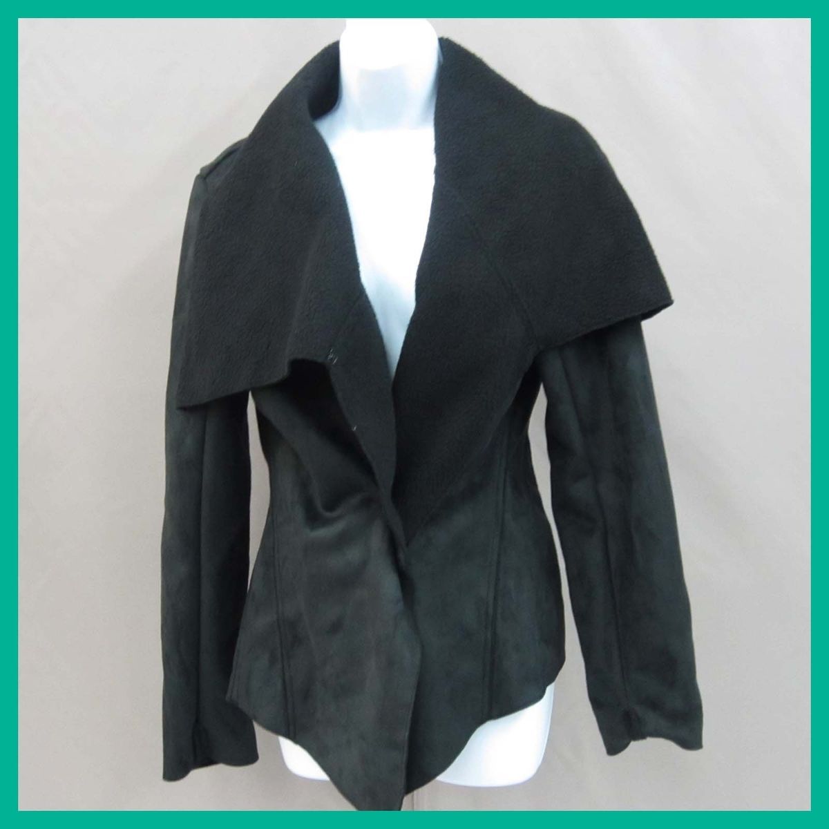 John Paul Richard Women's Frock Closure Jacket Black Lam Luxury XLarge $45 Jmto  