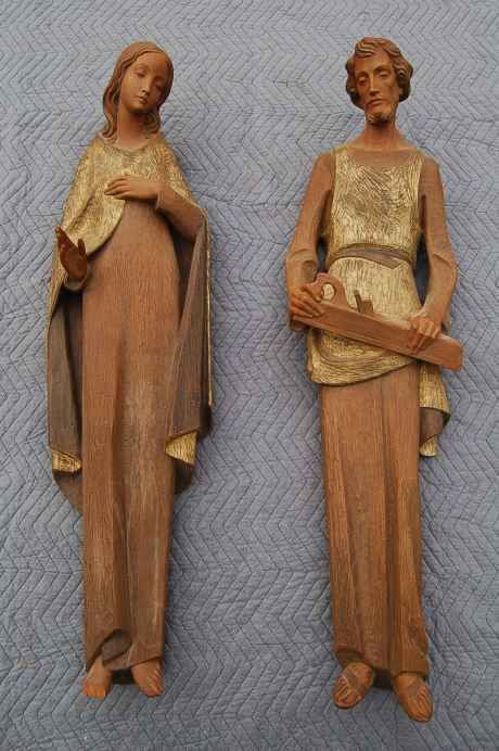 Hand Carved Wood Statue of St Joseph Chalice  