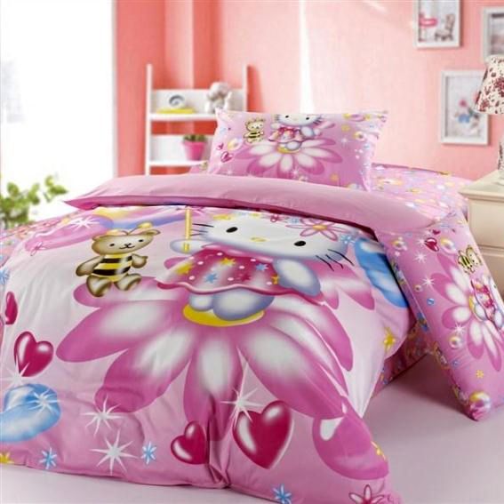 Pink Hello Kitty Kids Bedding Sets for Girls Twin and Full Size in