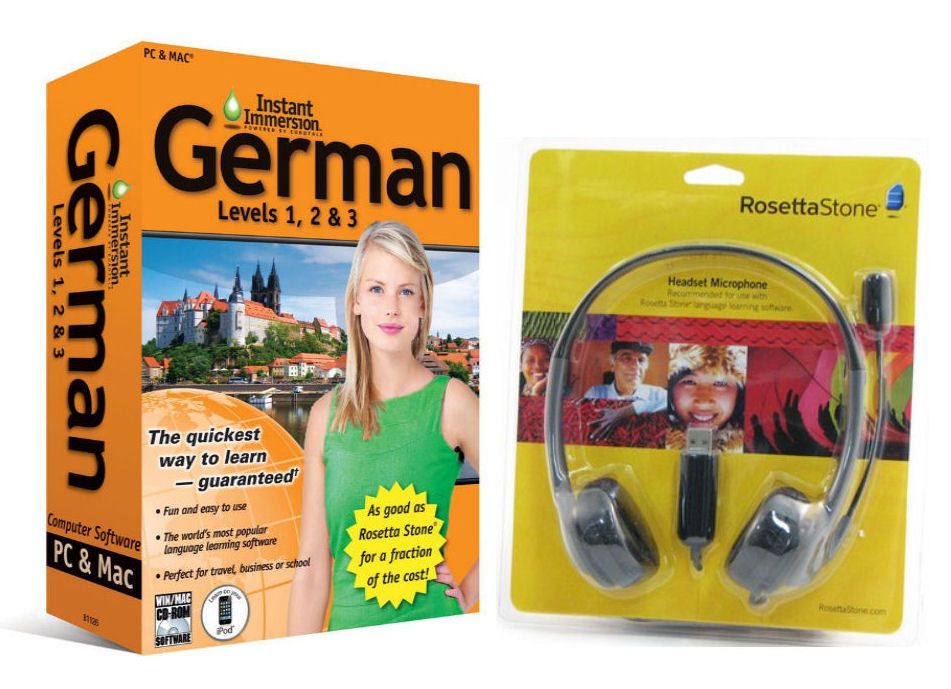 NEW Language Software Instant Immersion German AND Rosetta Stone USB