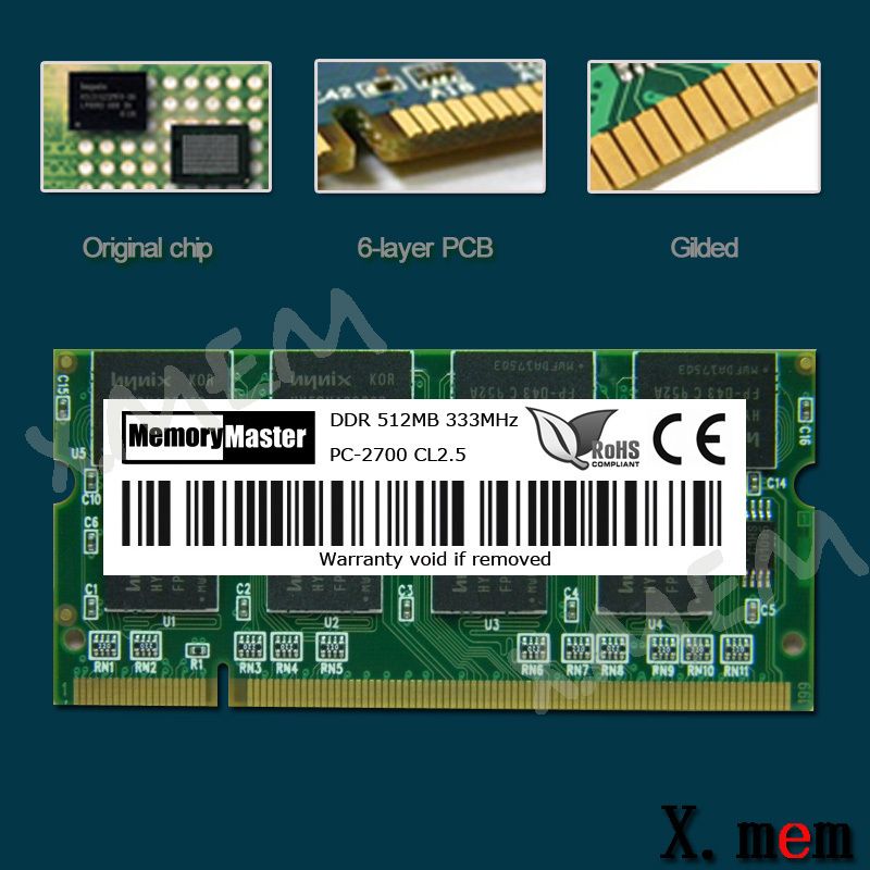 1x1GB DDR PC2700 Laptop Memory