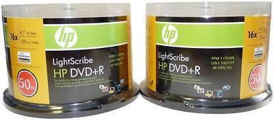 100 HP Lightscribe DVD R 16x 4 7GB Gold Color New