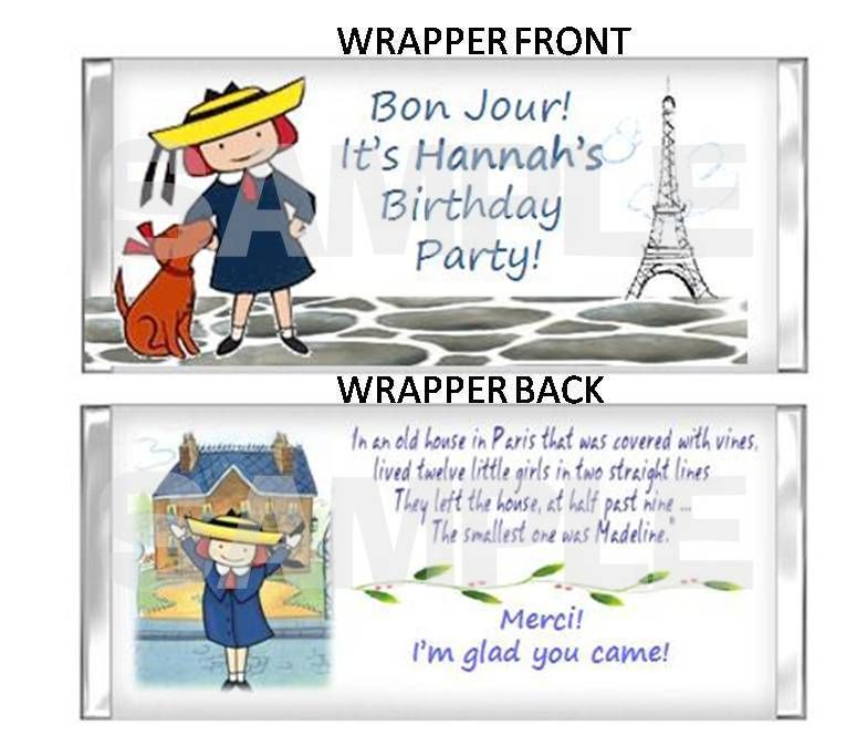 Madeline Paris Candy Bar Wrappers Birthday Party Favor