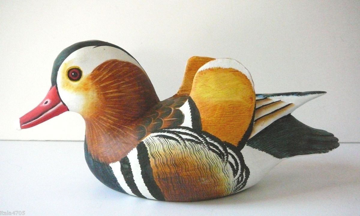 Mandarin Duck Decoy Handmade Wood Signed by Artist