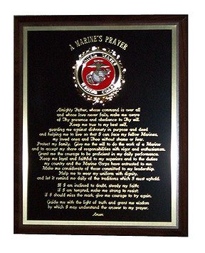 Marines Prayer Plaque Great Gift or Award