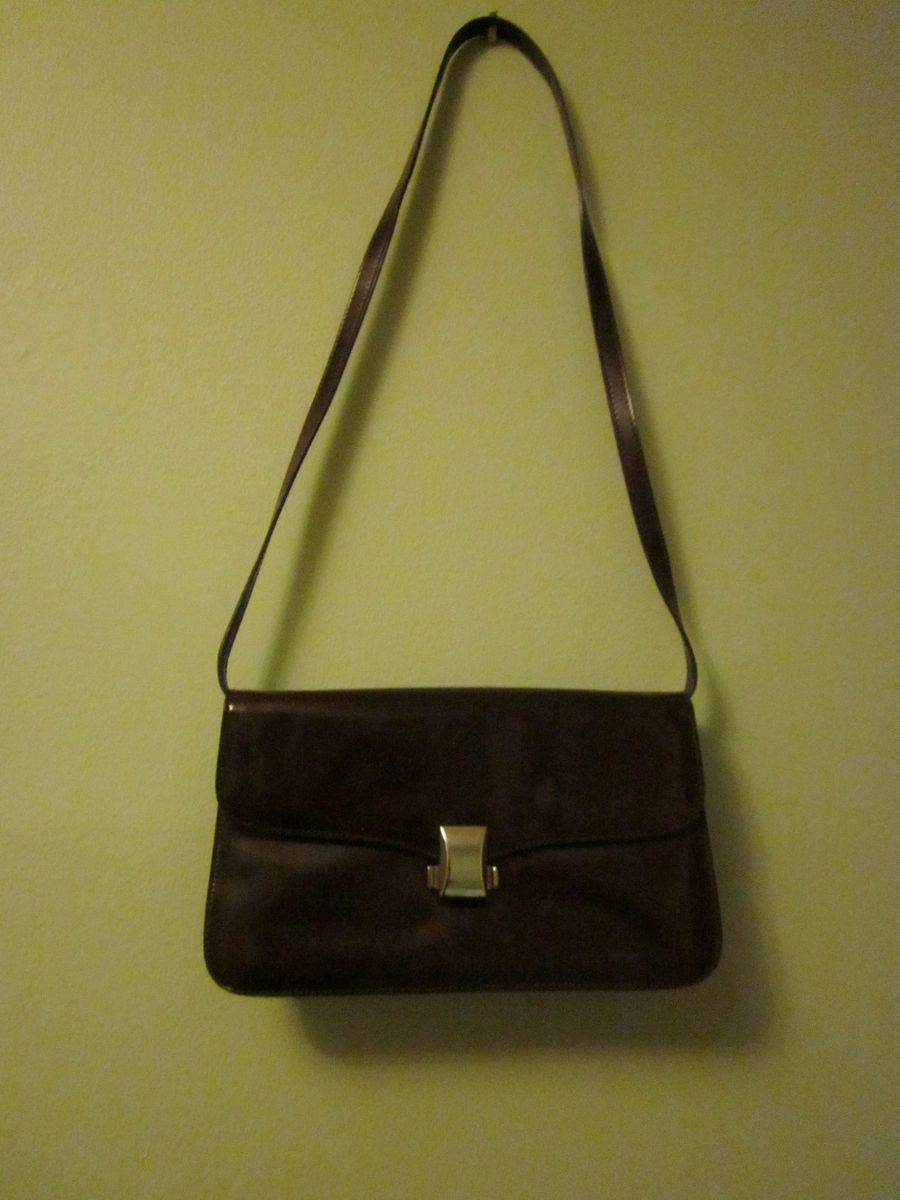 Brown Patent Leather Suarez Bag w removable strap Shoulder Bag or