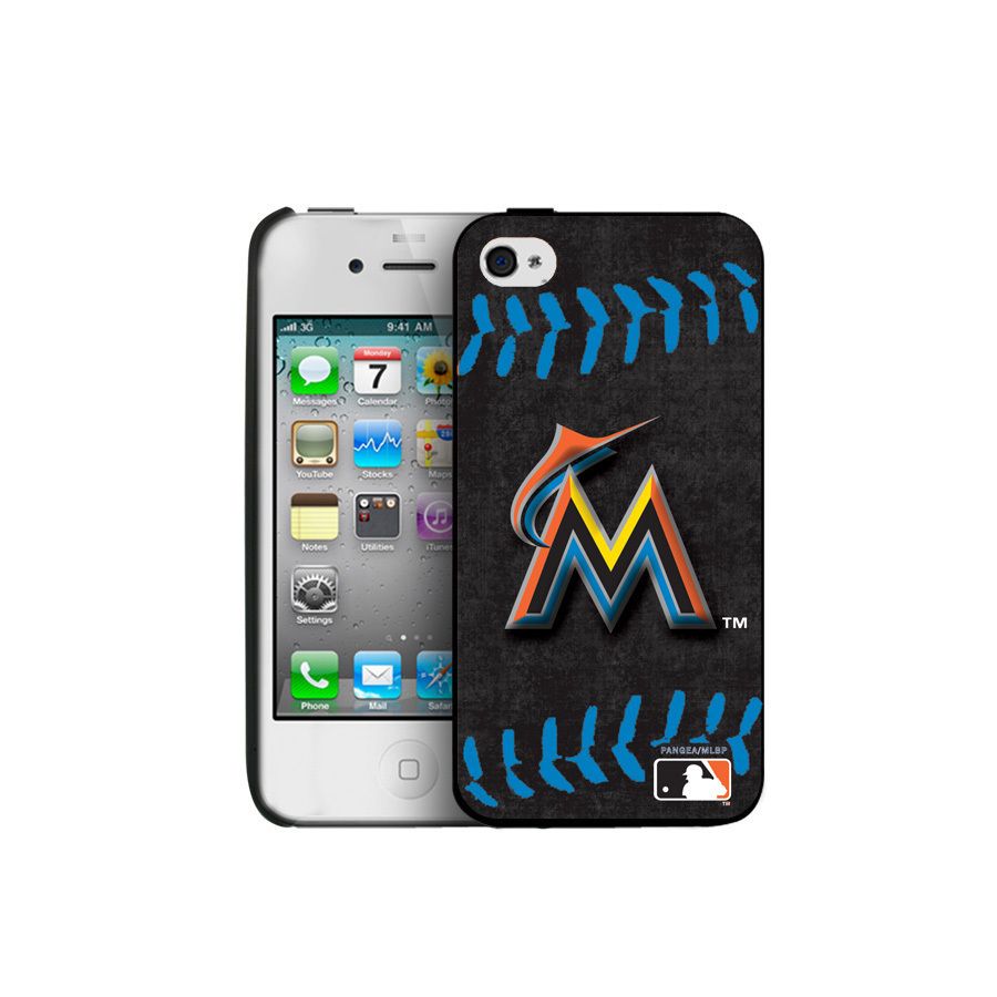 Miami Marlins MLB iPhone 4 4S Blue Stitch Hard Case Cover New