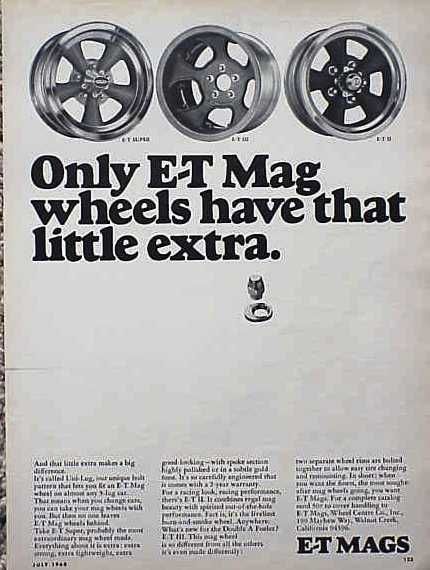 1968 E T Mag Wheel Rim ORIGINAL Old Ad 5+= FREE SHIP CMY STORE MORE