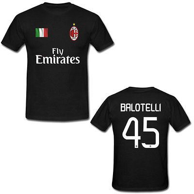 AC Milan Mario Balotelli Supermario High Quality Black T Shirt Size XS