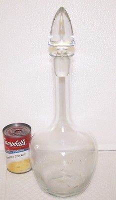 TALL VINTAGE CRYSTAL DECANTER VASE GROUND GLASS STOPPER OLD CLEAR