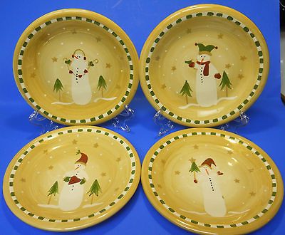 Set of 4 Sonoma Life & Style Snowman Salad Plates   Great Condition