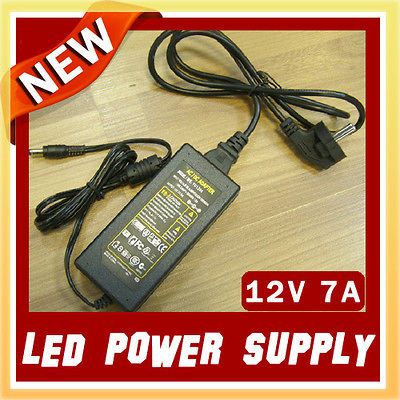 Power Supply Adapter 12V 7A for 5050/3528 Led Strip or LCD Monitor New