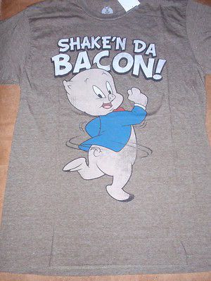 Mens Looney Tunes Porky Pig ShakeN Da Bacon T Shirt New with Tags