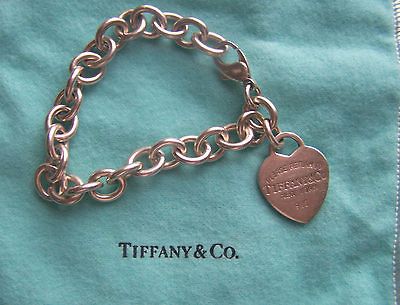 Tiffany&Co Sterling Silver Return to Tiffany Heart Tag Link Bracelet