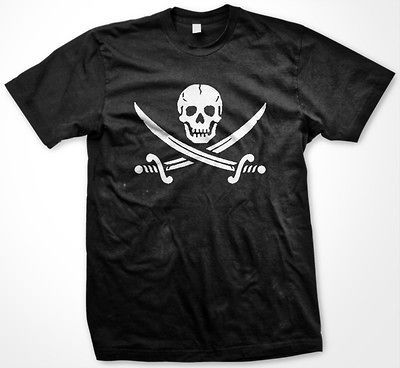Skull Crossed Swords Pirate Flag Jolly Roger Surrender Strength Mens