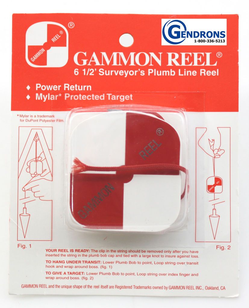 NEW GAMMON REEL FOR PLUMB BOB, SURVEYING, RETRACTABLE STRING