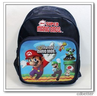 New Dark Blue Super Mario Bros Kids Schoolbag Rucksack Backpack