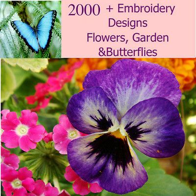 Newly listed Over 2000 Flower, Garden and Butterfly Machine Embroidery