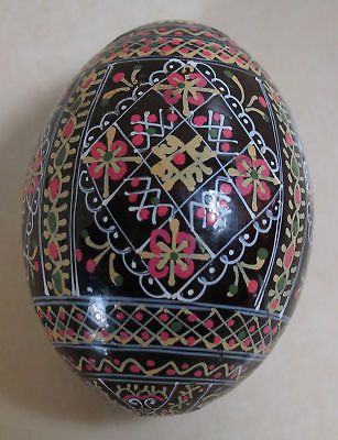 Decorative collectible handpainted Easter Art Egg dark brown yellow
