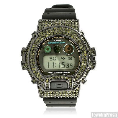 Custom Black Army Green CZ G Shock DW6900 Large Face Watch