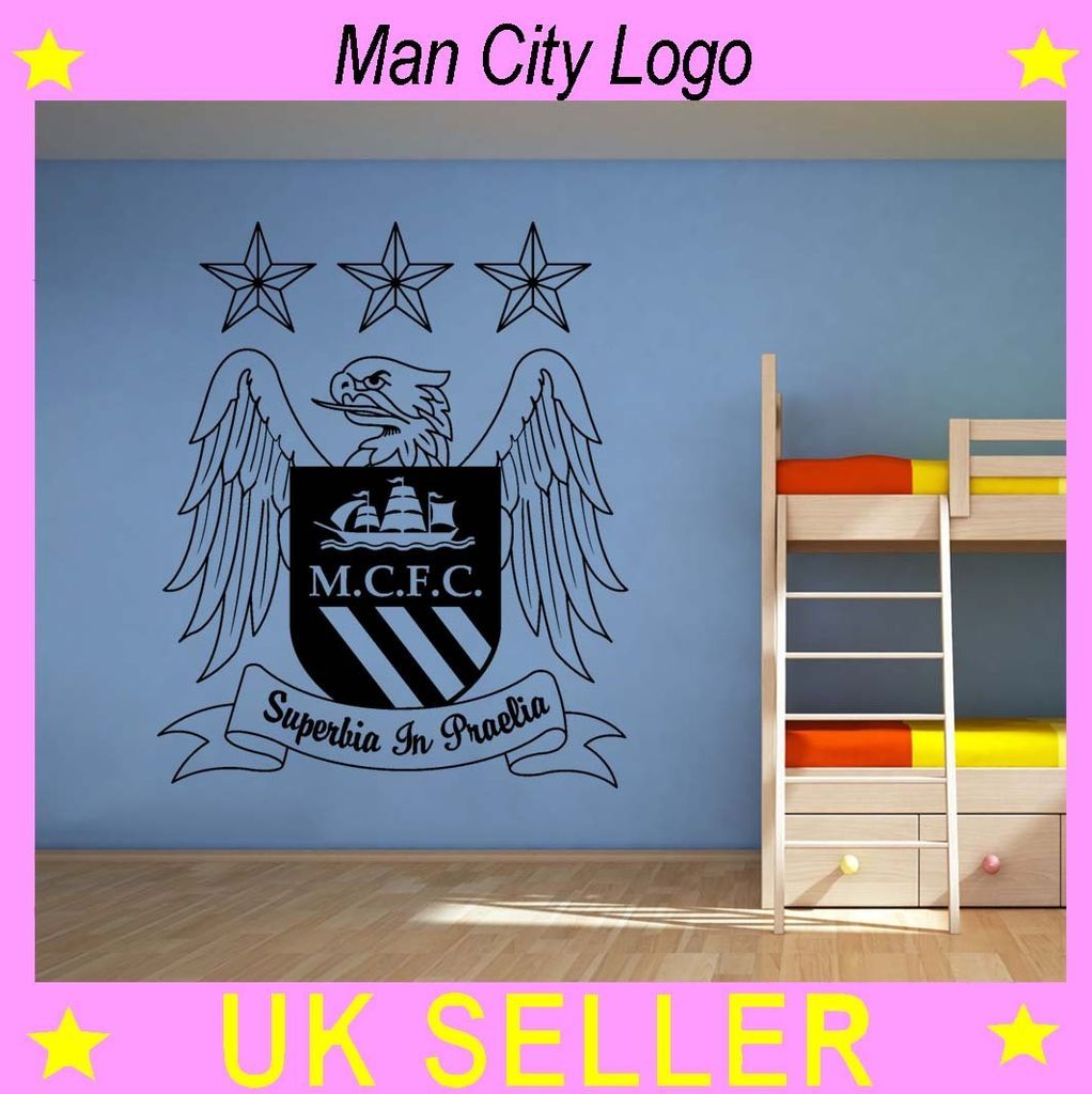 Badge 69cm x 58cm kids wall art christmas xmas vinyl sticker Man City