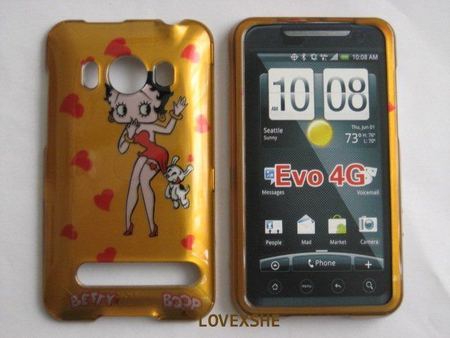 HTC EVO 4G HARD CASE PHONE COVER GOLD BETTY BOOP HEARTS
