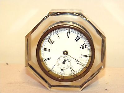 Antique Cut Glass Clock With Alarm By French Clock Company E.N Welch