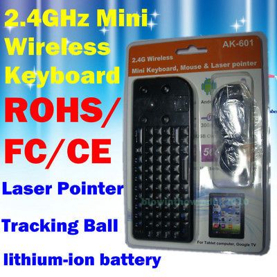 4GHz Mini Wireless Keyboard Mouse Tracking Ball Laser