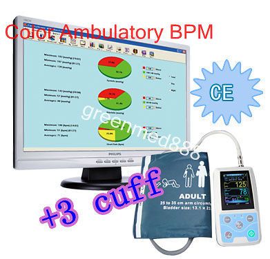Color Big LCD Ambulatory Blood Pressure Monitor+3 cuff 