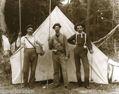 Old Time Fish Camp Tent Guys With Bamboo Poles Creels