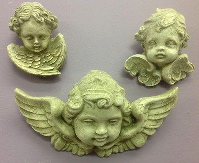 Winged Angels Cherubs set of 3 Wall Plaques Home Decor New