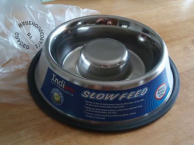 Heavy Stainless Steel Small dog / cat Slow Feed Bowl, skid free