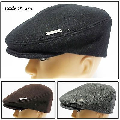 Made inUSA melton100% wool Gatsby Cap Newsboy Ivy Hat snap Golf