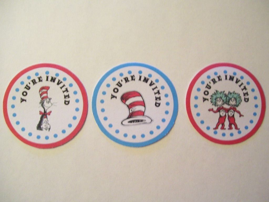 Dr Seuss  The Cat in the Hat Birthday Party or Baby Shower Envelope