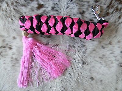 PINK & Black 10 Heavy Braid Nylon Lead Rope Bolt Snap Hot Color New