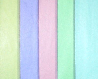 50 Sheets of PASTEL Tissue Paper 5 COLORS Pink, Green, Blue, Yellow
