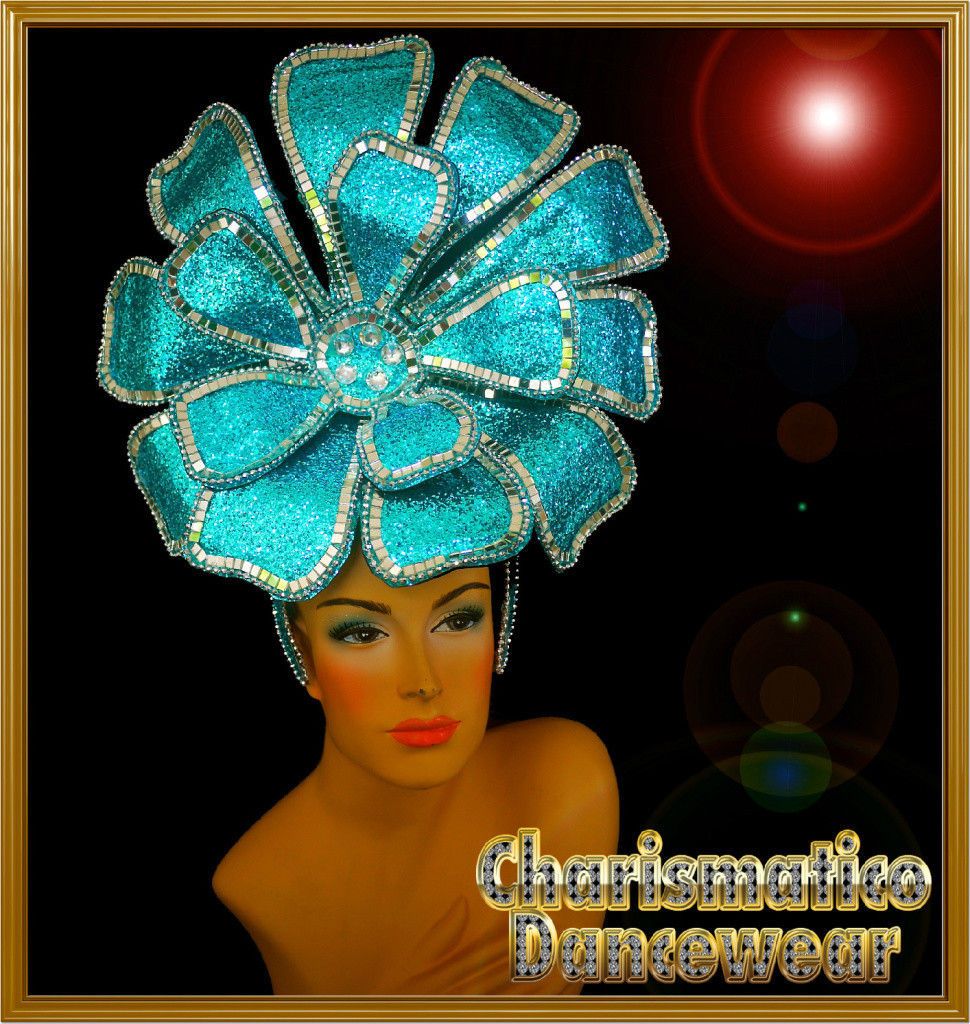 CHARISMATICO BLUE Drag Queen Tranvestite DIVA CABARET FLOWER HEADDRESS