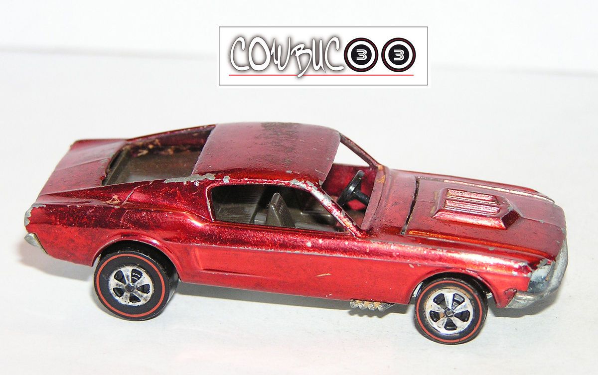 1968 Hot Wheels Redline Custom Mustang HK CLASSIC PONY w UPSIDE YR #1