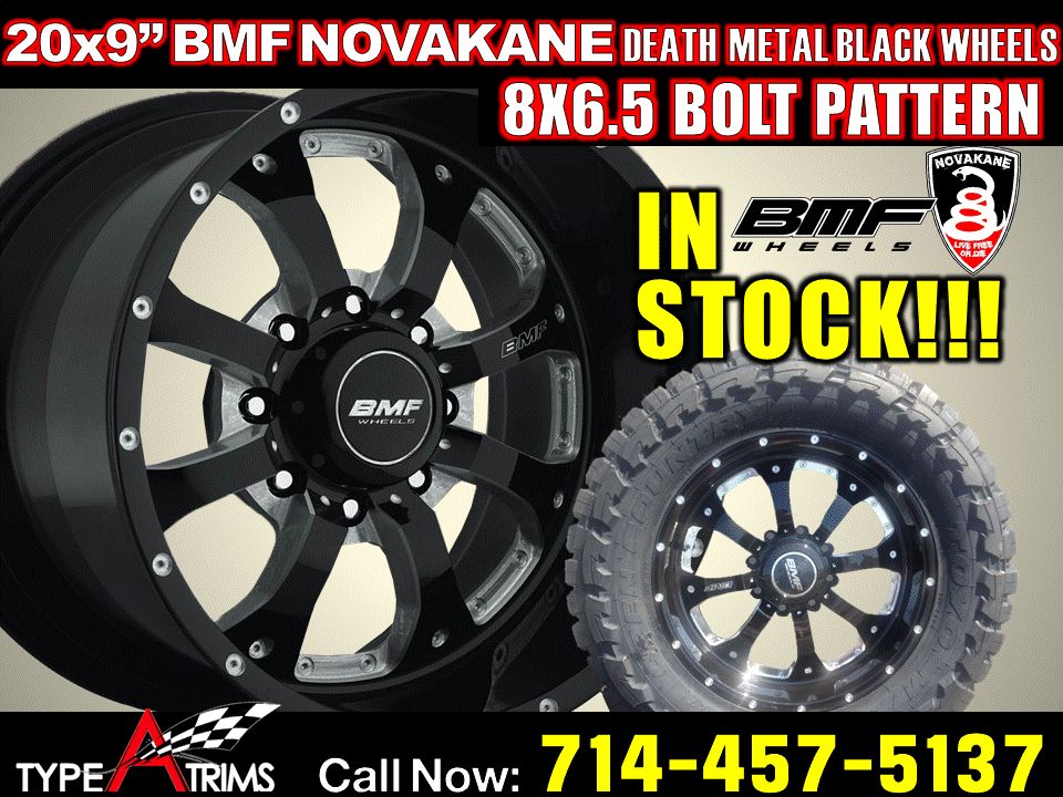 Novakane Death Metal Black Wheels 8x6 5 GM HD Dodge RAM 3500