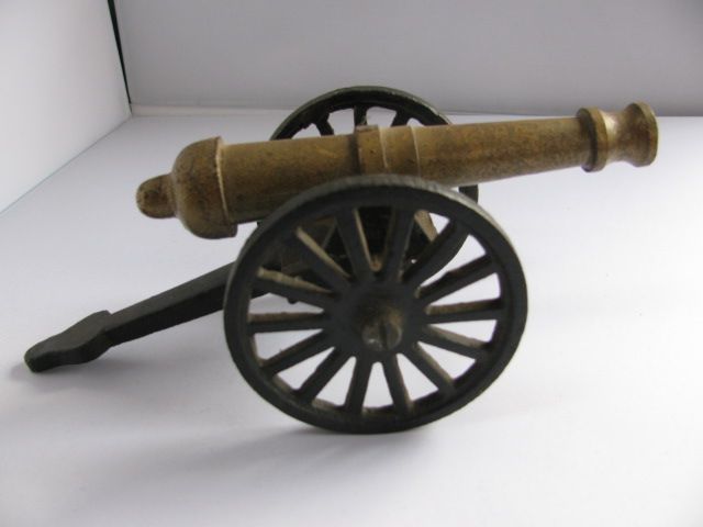 Cast Iron Toy Cannon Wheels Move Vintage