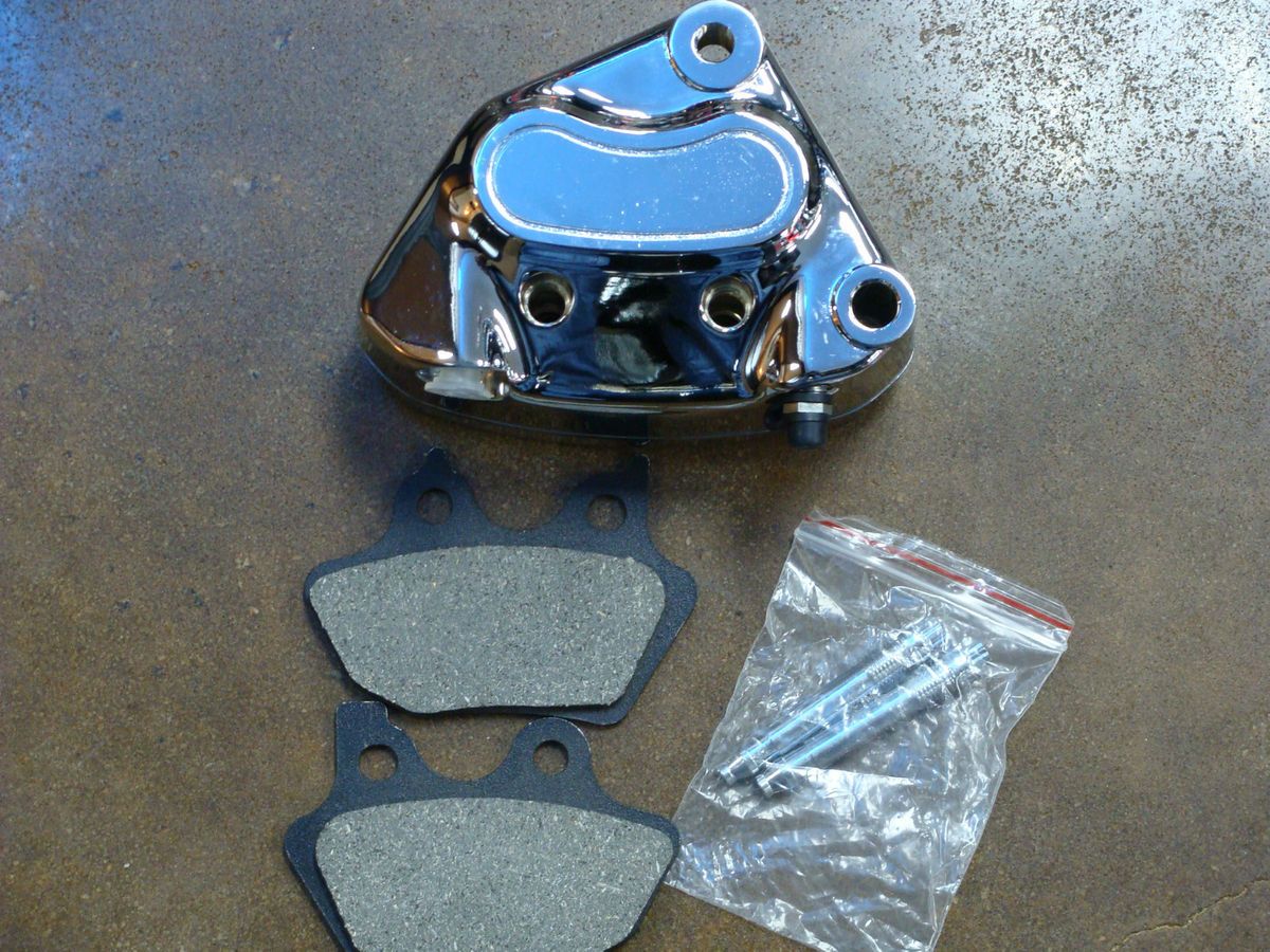 TWIN LEFT FRONT CHROME CALIPER COVER   FITS 00 07 HARLEY DAVIDSON